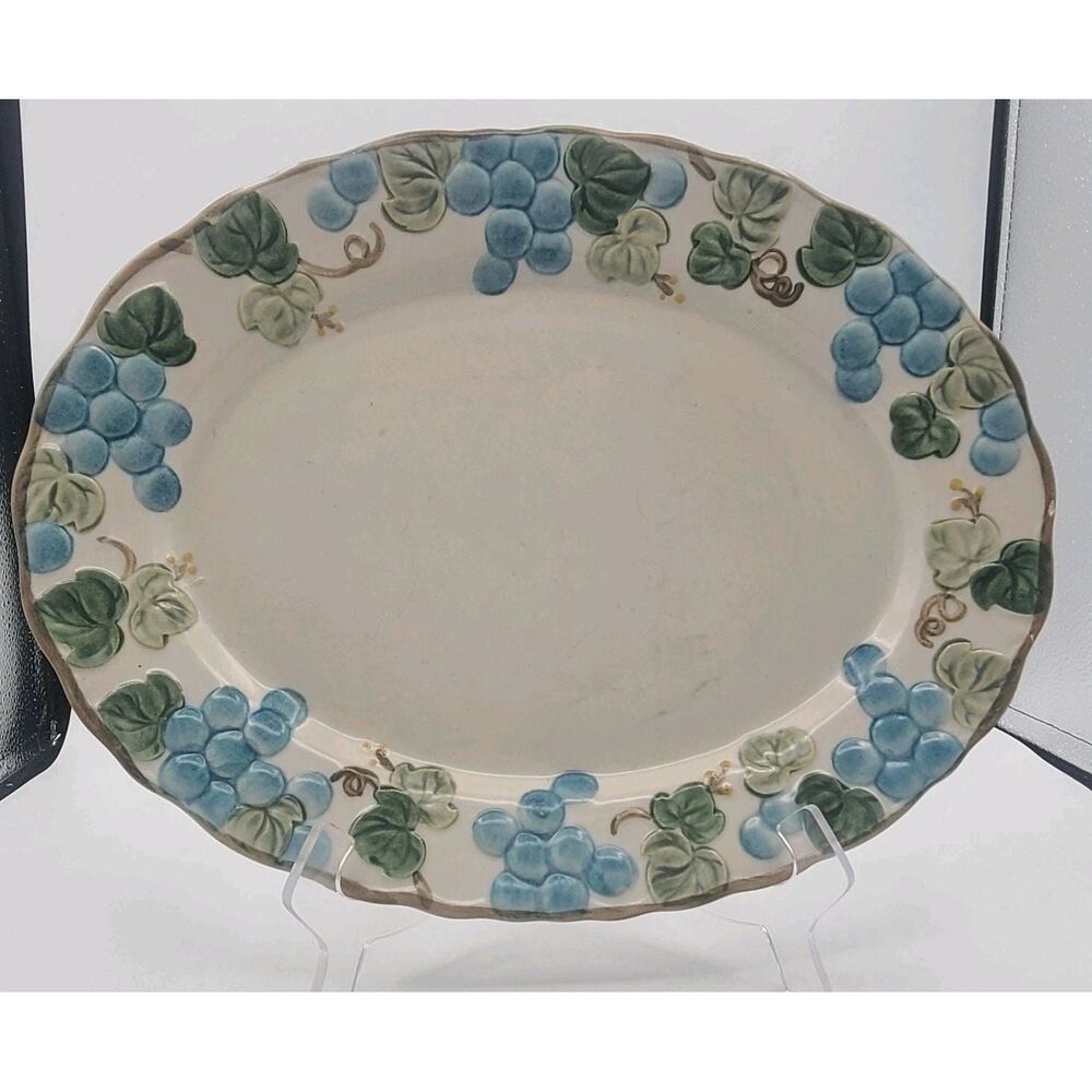 Vtg Metlox Poppytrail Serving Platter 14" Grape Vine California